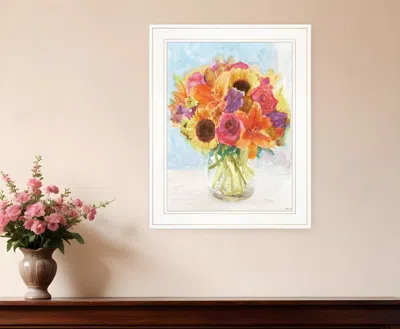 Homezia Vases With Flowers 1 White Framed Print Wall Art