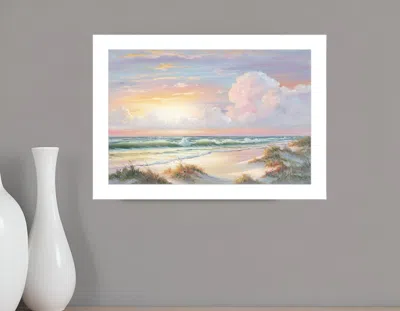 Homezia Golden Sunset On Crystal Cove 3 White Framed Print Wall Art