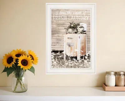 Homezia Fresh Laundry 1 White Framed Print Bathroom Wall Art