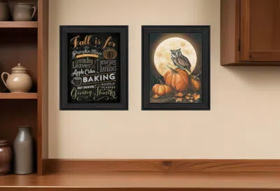 Homezia Set Of Two Pumpkin Patch Black Framed Print Wall Art