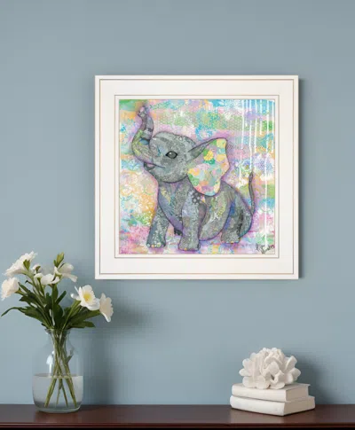 Homezia Elephant Ii 2 White Framed Print Wall Art