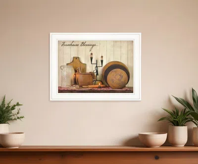 Homezia Farmhouse Blessings 2 White Framed Print Kitchen Wall Art