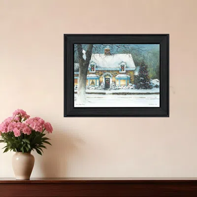 Homezia Snow Softly Falling 1 Black Framed Print Wall Art
