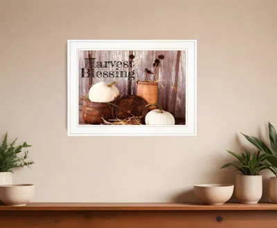 Homezia Harvest Blessings 1 White Framed Print Kitchen Wall Art