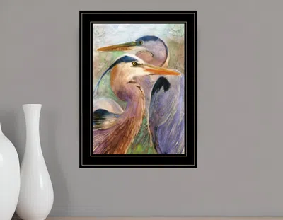 Homezia Blue Heron Duet 2 Black Framed Print Wall Art