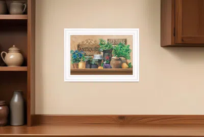 Homezia Antiques And Herbs 1 White Framed Print Kitchen Wall Art