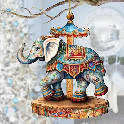G. Debrekht Carousel Elephant Wooden Ornaments By
