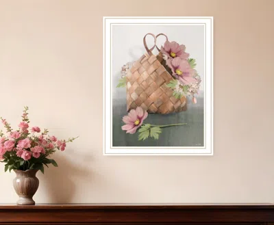 Homezia Farmhouse Daisy Basket 2 White Framed Print Wall Art