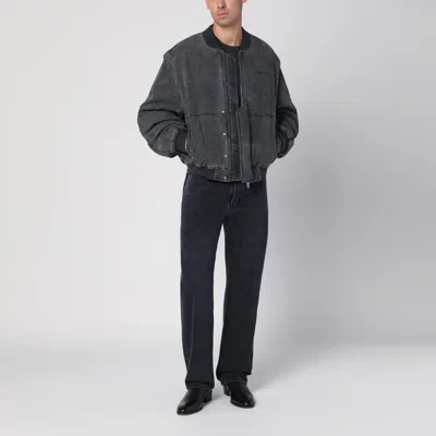 Shop Represent Black Washed Cotton Bomber Jacket