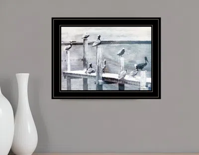 Homezia Birds On A Pier 3 Black Framed Print Kitchen Wall Art