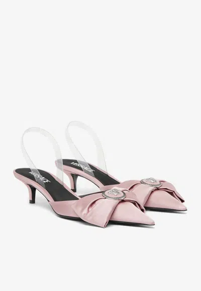 Versace Pink Alia Slingback 45 Mm Heels In Pink