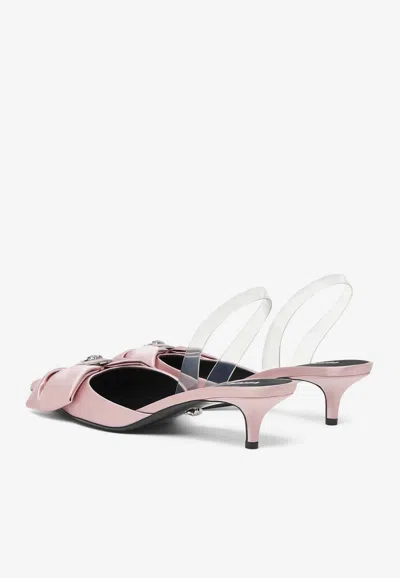 Versace Pink Alia Slingback 45 Mm Heels In Pink