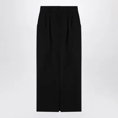 Dolce & Gabbana Black Gabardine Wool Pencil Skirt In Black