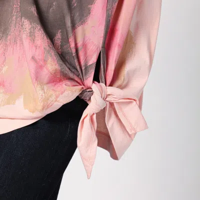 Dries Van Noten Pink Cotton T Shirt With Bow In Pink