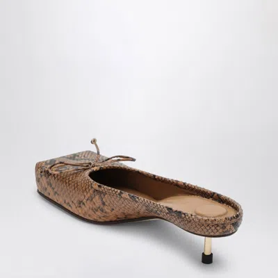 Jacquemus Le Ballet 35 Python Print Leather Square Mules In Brown