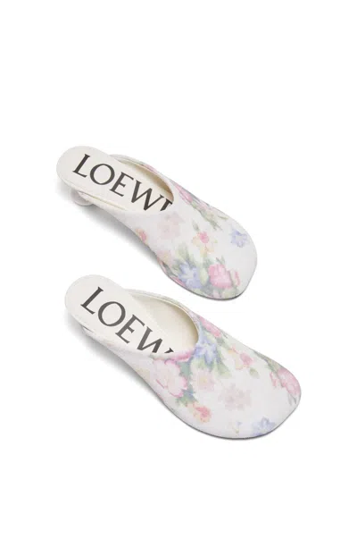Loewe 45mm Floral Print Calf Leather Mules In Whtpinkmul