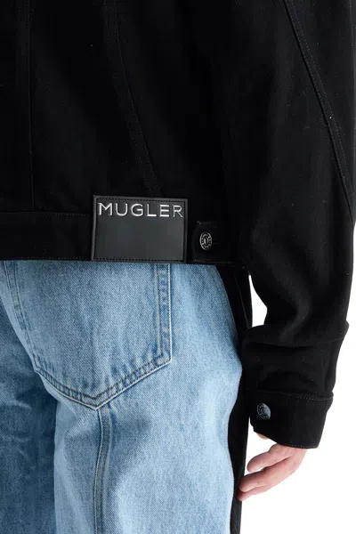 Mugler Two-tone Denim Jacket In Blue