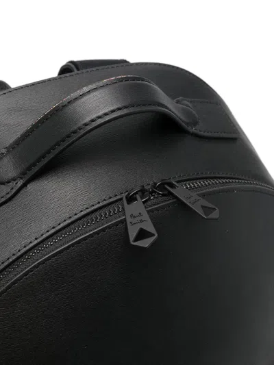 Paul Smith Black Embossed Leather Backpack In Black