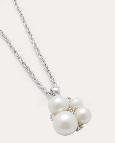 Amrapali 18k White Gold Lily Necklace With Pearls And Diamonds In White