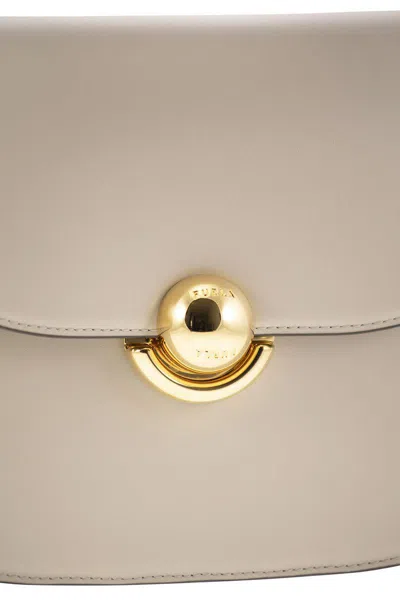 Furla Sfera Vanilla Shoulder Bag In Smooth Leather In Yellow
