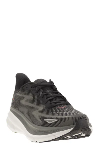 Hoka Clifton 9 Knitted Sneakers In Black