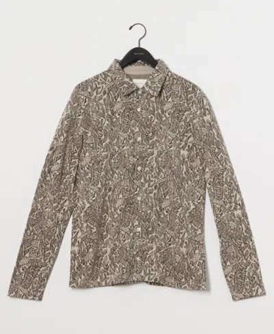 Billy Reid Long Sleeve Pelican Jacquard Shirt In Mole/antique White