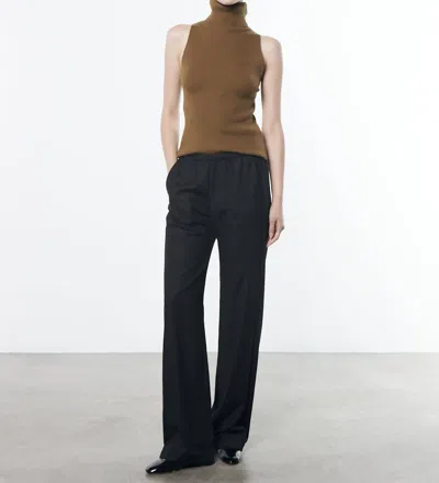 ENZA COSTA RIB SLEEVELESS TURTLENECK SWEATER IN OLIVE 
