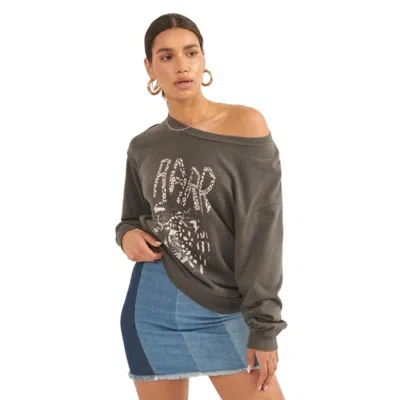 Fashnzfab A Garment Dyed French Terry Graphic Sweatshirt In Pink
