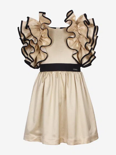 Jessie And James Girls Orangey Sparkle Dress In Gold