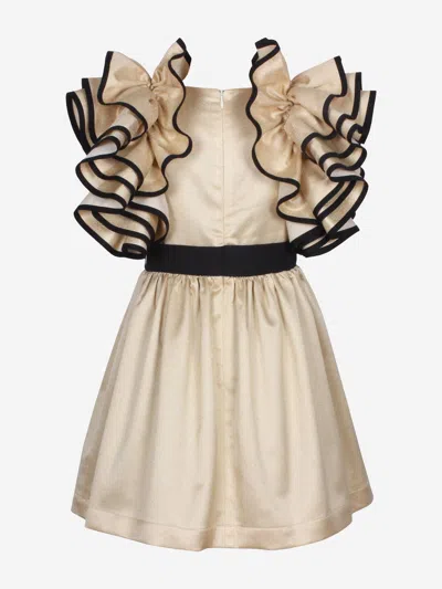Jessie And James Girls Orangey Sparkle Dress In Gold