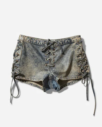 Guess Usa Women S Coated Denim Shorts Heavy Stone Wash In Multicolor