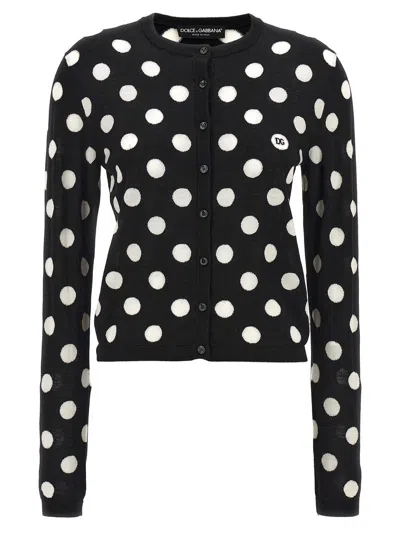 Shop Dolce & Gabbana Cardigan Polka-dot In Black