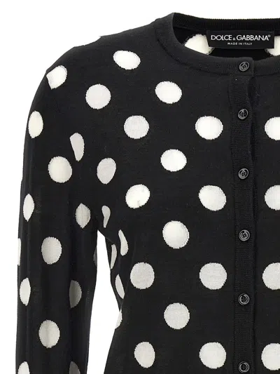 Shop Dolce & Gabbana Cardigan Polka-dot In Black