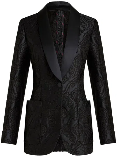Etro Silk Jacquard Blazer In Black
