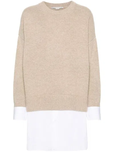 Stella Mccartney Women Maglione Stratificato In Lana E Cotone In Beige