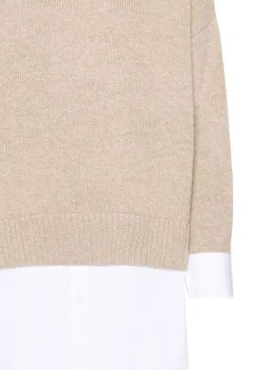 Stella Mccartney Women Maglione Stratificato In Lana E Cotone In Beige