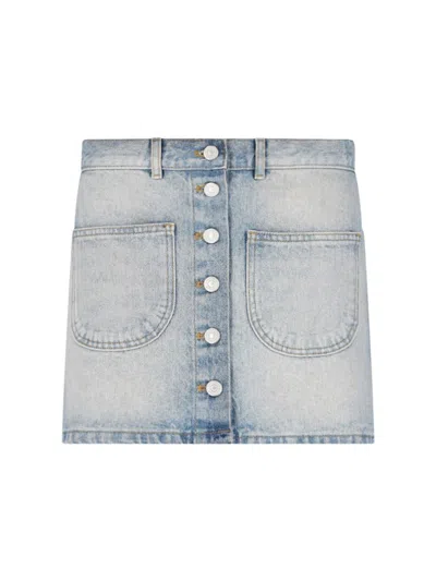 Courrèges Denim Mini Skirt In Blue