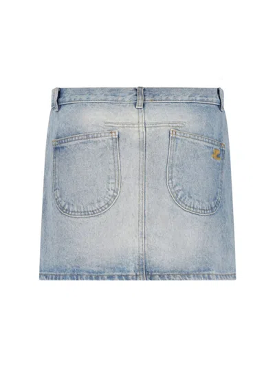 Courrèges Denim Mini Skirt In Blue