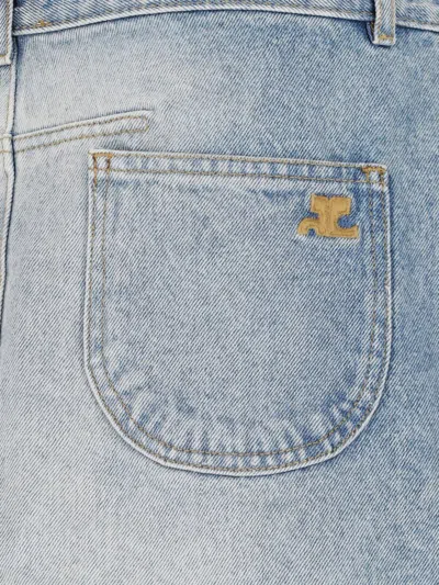 Courrèges Denim Mini Skirt In Blue