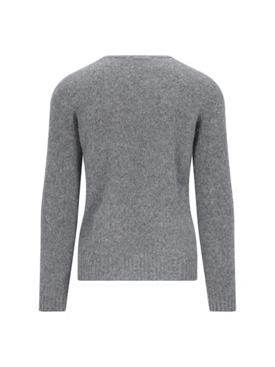 Drumohr Ribbed Crewneck Sweater Soft Texture In Grey