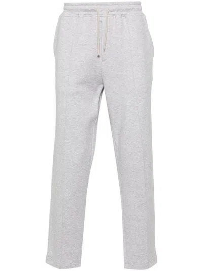 Eleventy Raised-seam Track Pants In Grigio Chiaro Melange