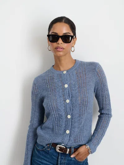 Alex Mill Addison Pointelle-knit Cardigan In Frost Blue