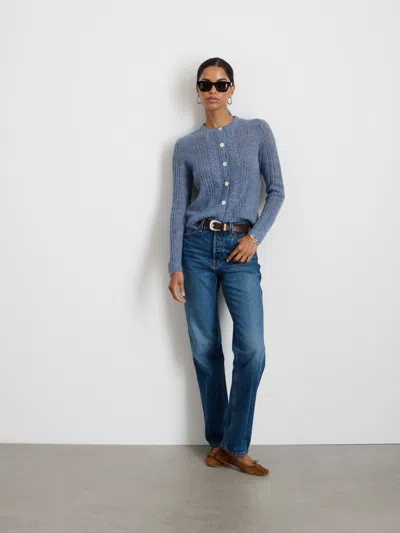 Alex Mill Addison Pointelle-knit Cardigan In Frost Blue