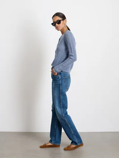 Alex Mill Addison Pointelle-knit Cardigan In Frost Blue