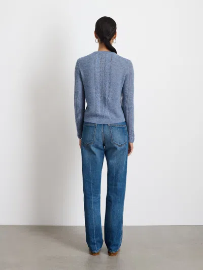 Alex Mill Addison Pointelle-knit Cardigan In Frost Blue