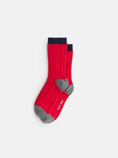 Alex Mill Cashmere Socks In Red/heather Grey/navy
