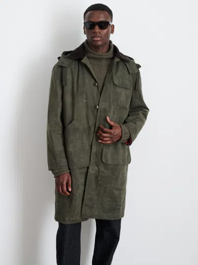 Alex Mill George Coat In Waxed Canvas In Olive