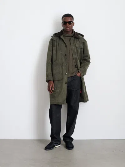 Alex Mill George Coat In Waxed Canvas In Olive