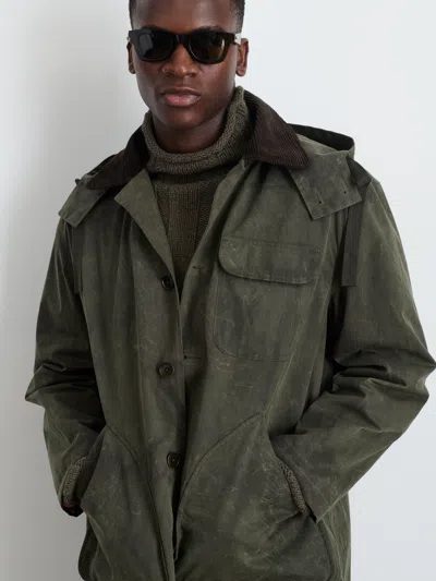 Alex Mill George Coat In Waxed Canvas In Olive