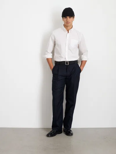 Alex Mill Henry Pleated Trouser In Wool Flannel In Navy